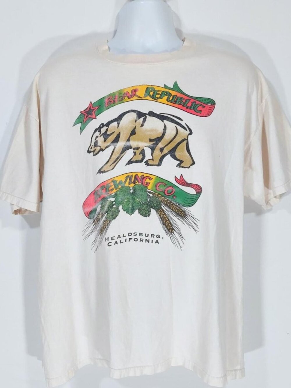 Vtg 90s Bear Republic Beer Brewing Co. Healdsburg CA Distressed, T-Shirt. Sz XL.